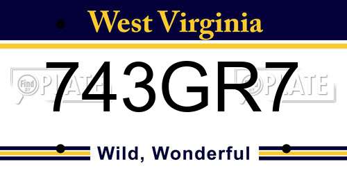 743GR7 West Virginia License Plate