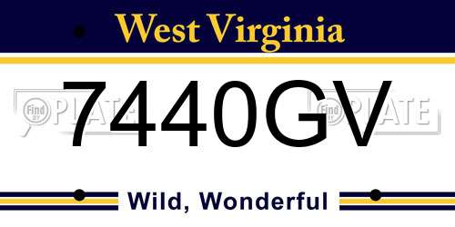 7440GV West Virginia License Plate