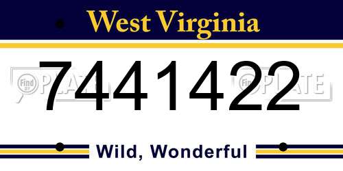 7441422 West Virginia License Plate