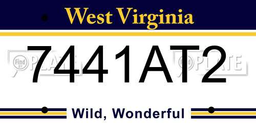 7441AT2 West Virginia License Plate