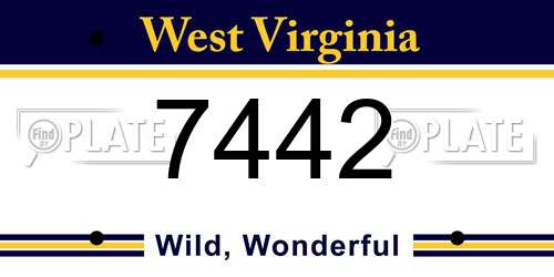 7442 West Virginia License Plate
