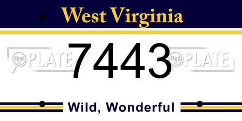 7443 West Virginia License Plate