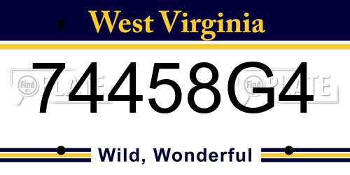 74458G4 West Virginia License Plate