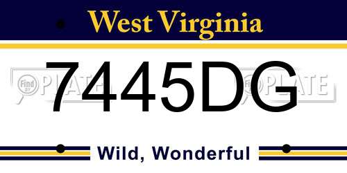 7445DG West Virginia License Plate