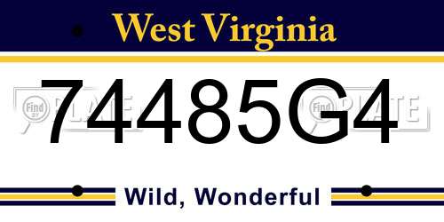 74485G4 West Virginia License Plate