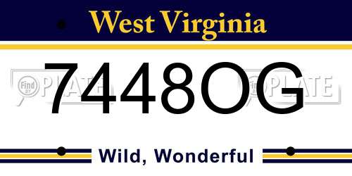 7448OG West Virginia License Plate