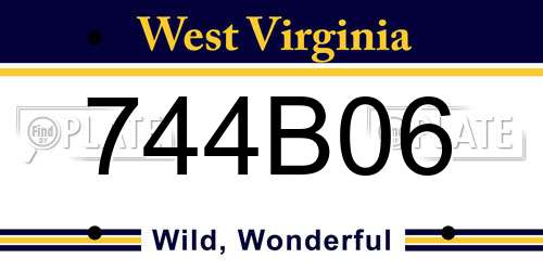 744B06 West Virginia License Plate