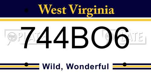 744BO6 West Virginia License Plate