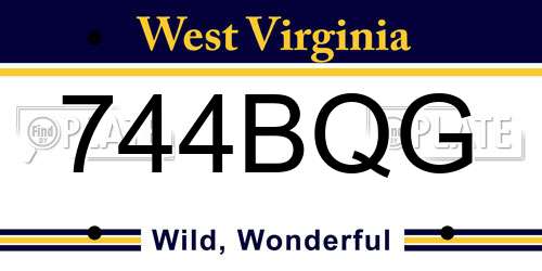 744BQG West Virginia License Plate