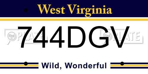 744DGV West Virginia License Plate
