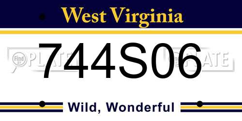 744S06 West Virginia License Plate