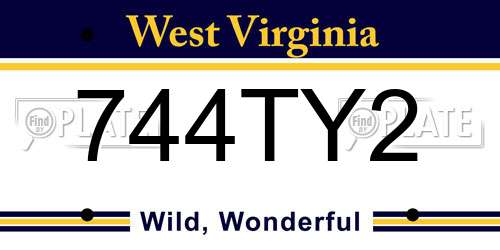 744TY2 West Virginia License Plate