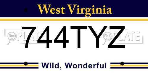 744TYZ West Virginia License Plate