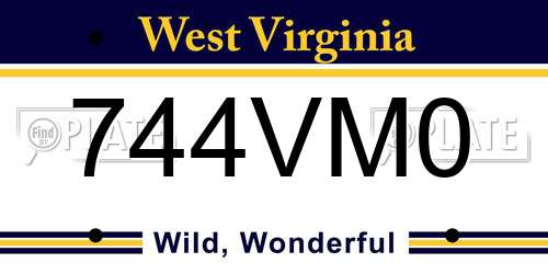 744VM0 West Virginia License Plate