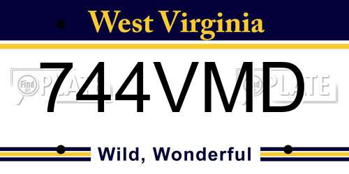 744VMD West Virginia License Plate