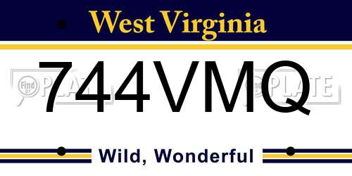 744VMQ West Virginia License Plate