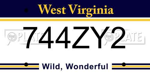 744ZY2 West Virginia License Plate