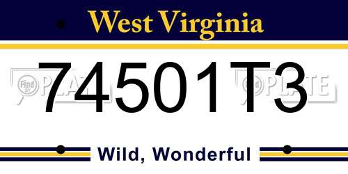 74501T3 West Virginia License Plate