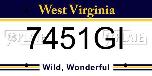 7451GI West Virginia License Plate