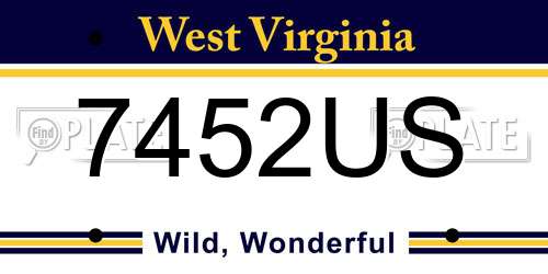 7452US West Virginia License Plate