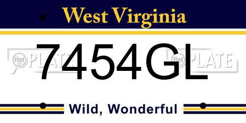 7454GL West Virginia License Plate