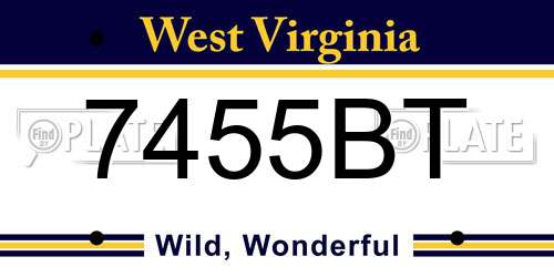 7455BT West Virginia License Plate