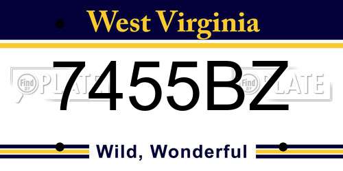 7455BZ West Virginia License Plate