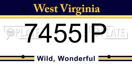 7455IP West Virginia License Plate