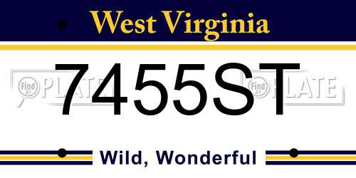 7455ST West Virginia License Plate