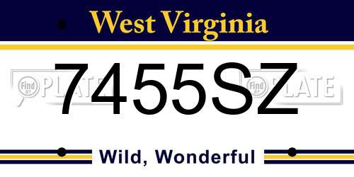 7455SZ West Virginia License Plate