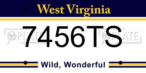 7456TS West Virginia License Plate