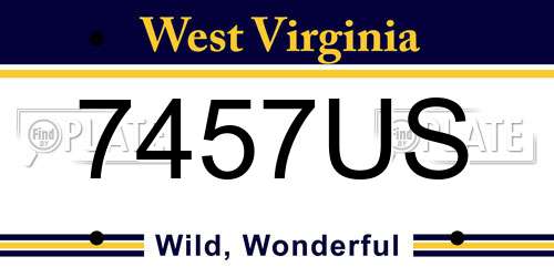 7457US West Virginia License Plate