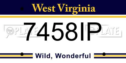 7458IP West Virginia License Plate