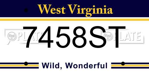 7458ST West Virginia License Plate