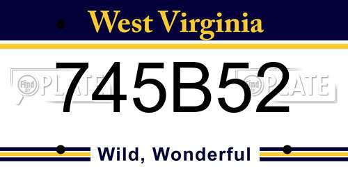 745B52 West Virginia License Plate