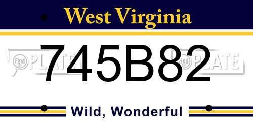 745B82 West Virginia License Plate