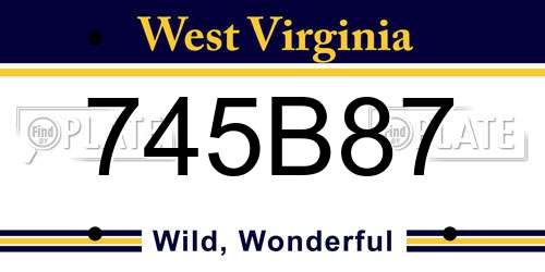745B87 West Virginia License Plate