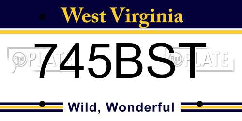745BST West Virginia License Plate