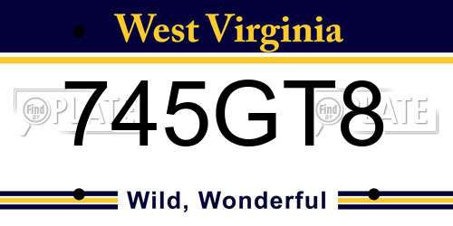 745GT8 West Virginia License Plate