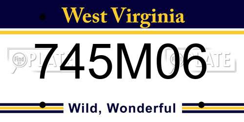 745M06 West Virginia License Plate