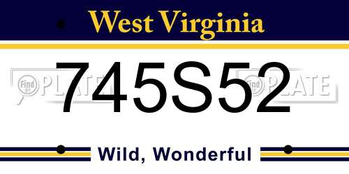 745S52 West Virginia License Plate