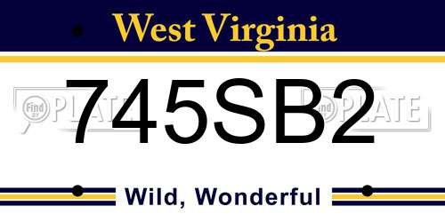 745SB2 West Virginia License Plate