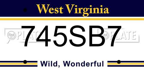 745SB7 West Virginia License Plate