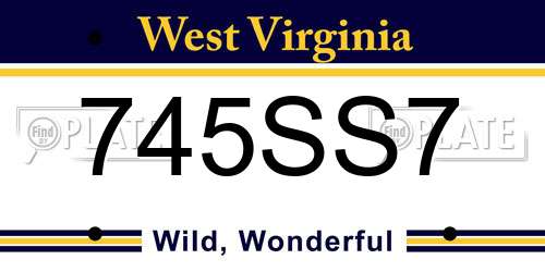 745SS7 West Virginia License Plate