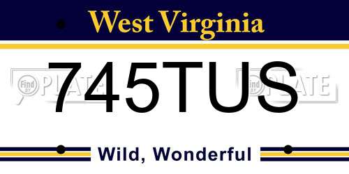 745TUS West Virginia License Plate