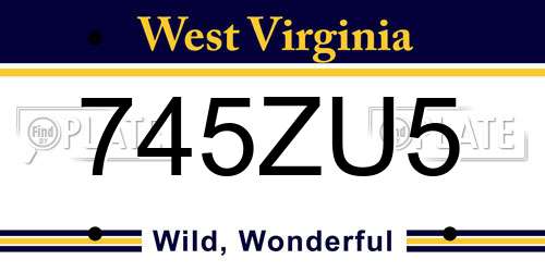 745ZU5 West Virginia License Plate