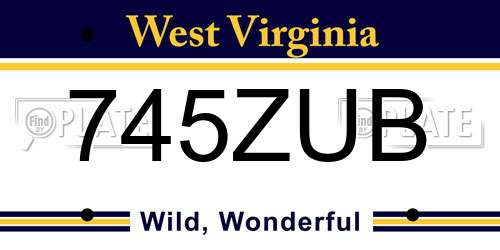745ZUB West Virginia License Plate