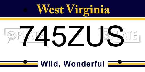 745ZUS West Virginia License Plate