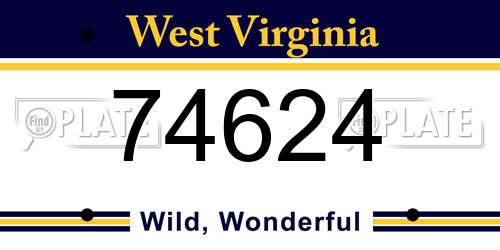 74624 West Virginia License Plate