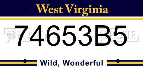 74653B5 West Virginia License Plate